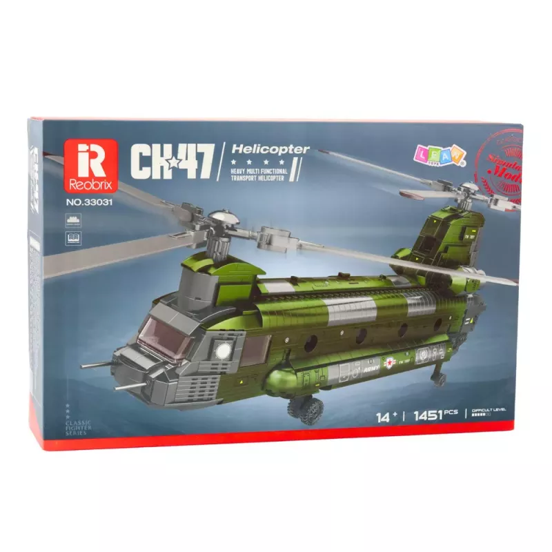 LEAN TOYS Construction Bricks Set Military Helicopter CH-47 Chinook 1451 pcs.