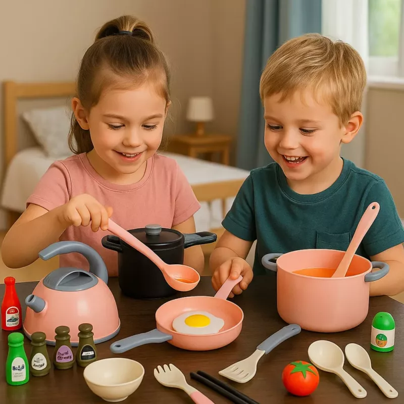 LEAN TOYS Kitchen Set Pots Cooking Accessories Food Pink 32 pcs.
