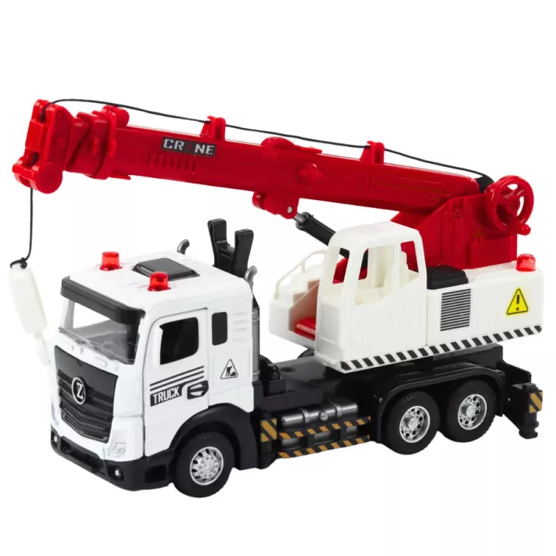 LEAN TOYS Truck with Crane, Metal Cabin, Adjustable Boom, Light and Sound System