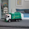 LEAN TOYS Garbage Truck For Kids Metal Cabin Bin Lights Sounds Green