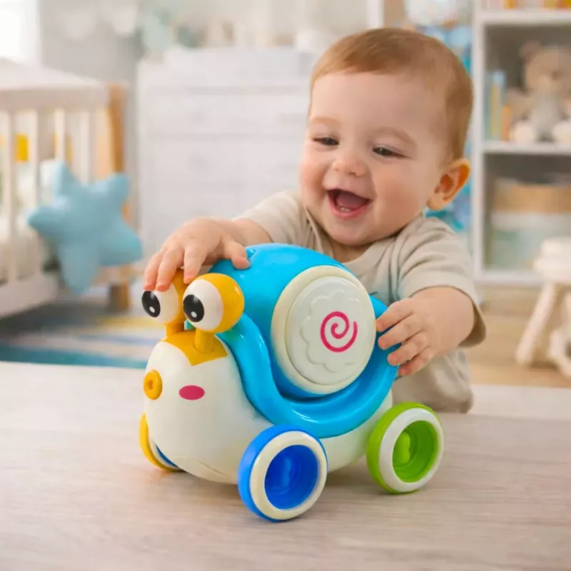 LEAN TOYS Interactive Snail Riding Drum Musical Educational Blue