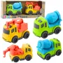 LEAN TOYS Construction Vehicle Set: Cars, Concrete Mixer, Truck with Hook, BIOPlastic