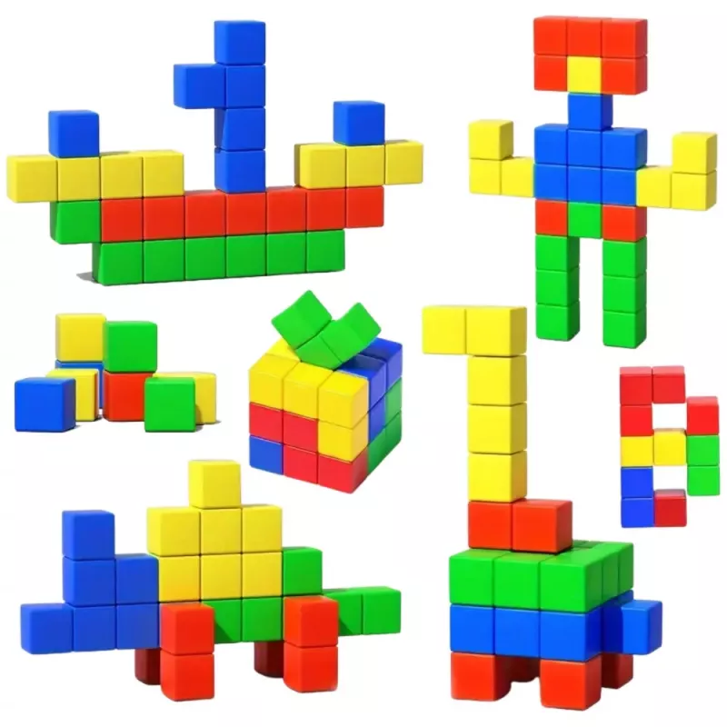 LEAN TOYS Set of Magnetic Blocks for Children Colorful Puzzle 32 pcs.