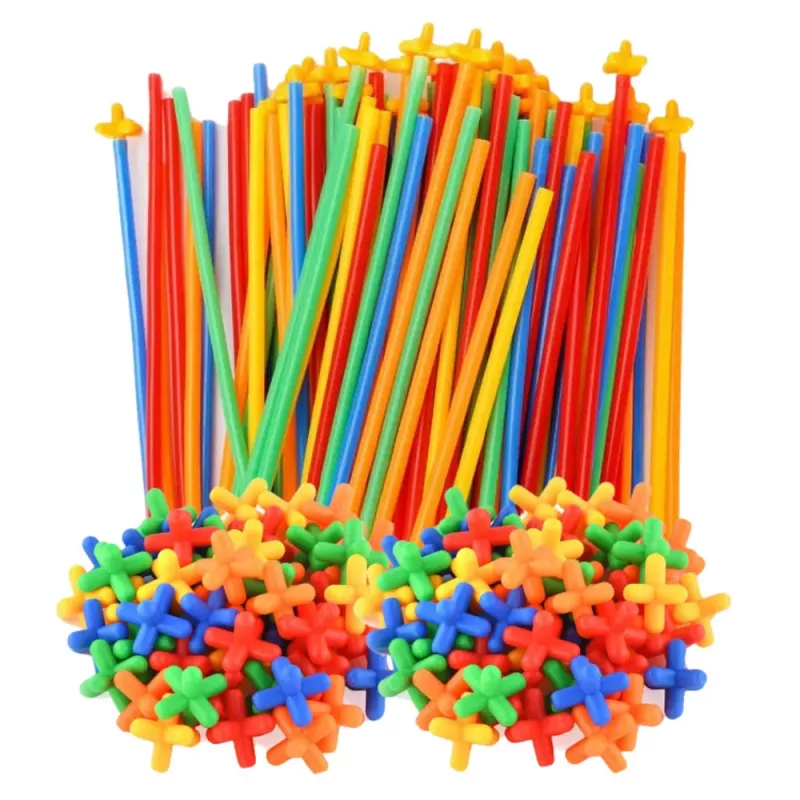 LEAN TOYS Straws 3D 4D Construction Blocks in a Box, Colorful, 1000 pcs.
