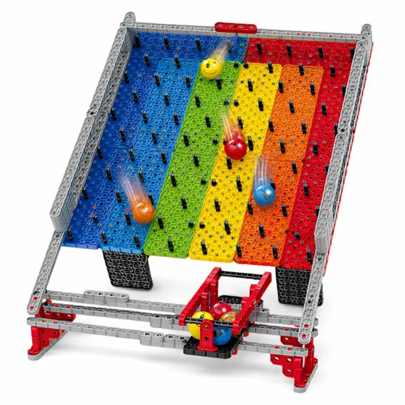 LEAN TOYS Rainbow Board Blocks Ball Track Slide Ball Catching Game 477 pcs.