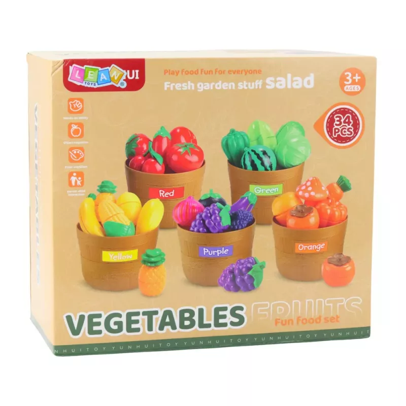 LEAN TOYS Fruit and Vegetable Sorting Educational Set for Cutting 34 pcs.