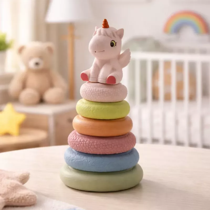 LEAN TOYS Soft Sensory Pyramid Unicorn Rubber ECO Colorful