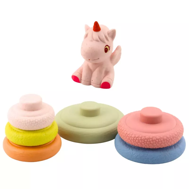 LEAN TOYS Soft Sensory Pyramid Unicorn Rubber ECO Colorful