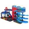 LEAN TOYS Parking Lot with Cars, 4 Level Track, 8 Metal Vehicles, Stickers