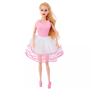 LEAN TOYS Pink Wardrobe Set for Dolls, Dresses, Shoes, Accessories