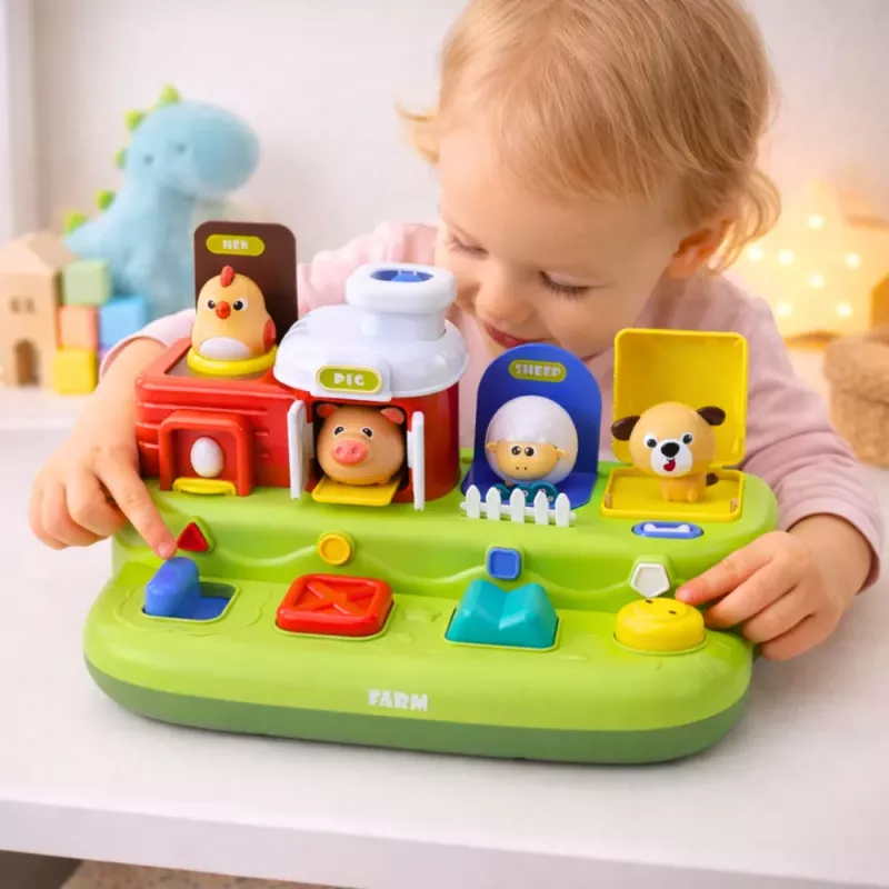 LEAN TOYS Interactive Educational Toy for Toddlers - Pop-Up Animals Farm