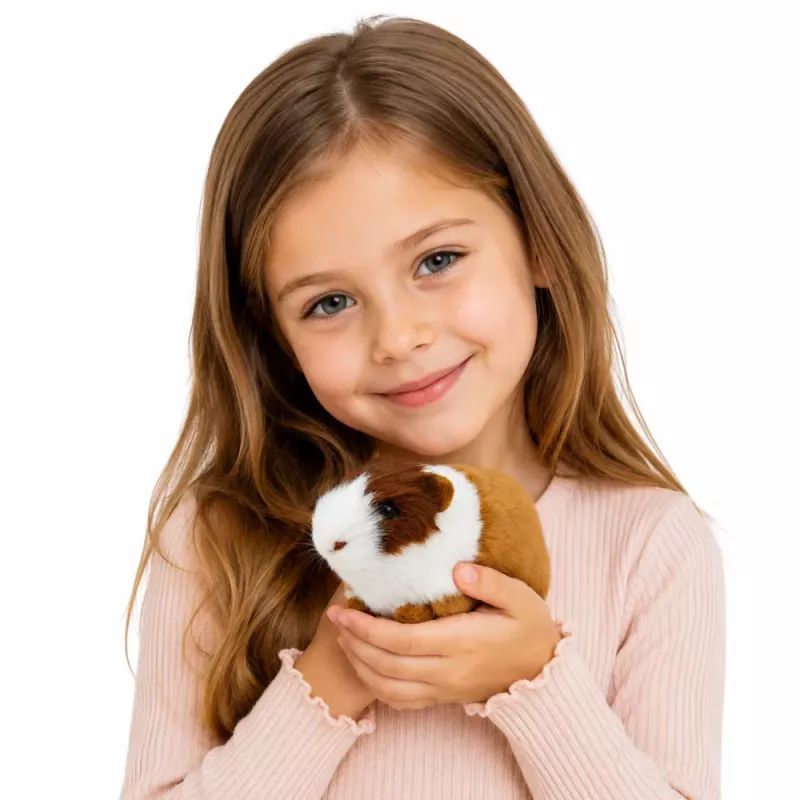 LEAN TOYS Guinea Pig Realistic Soft Fur Animal Brown 12 cm