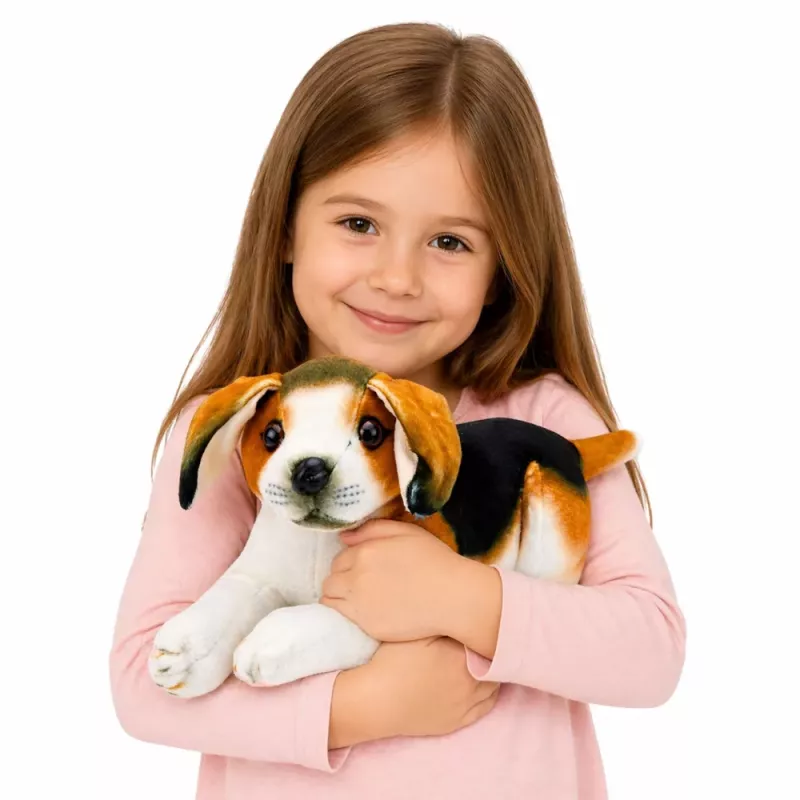 LEAN TOYS Plush Beagle Dog, Stuffed Animal, Soft Dog, 25 cm