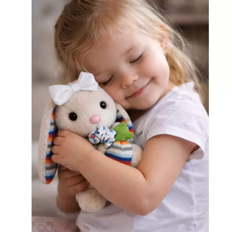 LEAN TOYS Soft Plush Bunny Music Box Cuddly Toy Mascot Beige