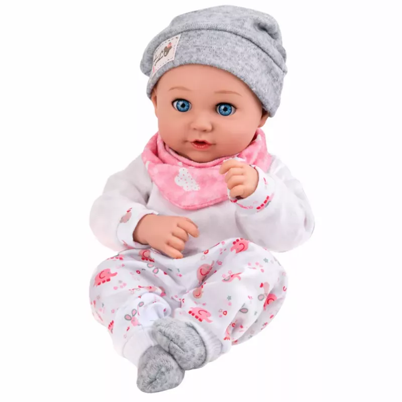 LEAN TOYS Baby Doll with Feeding Accessories, Bib, Hat, 28 cm