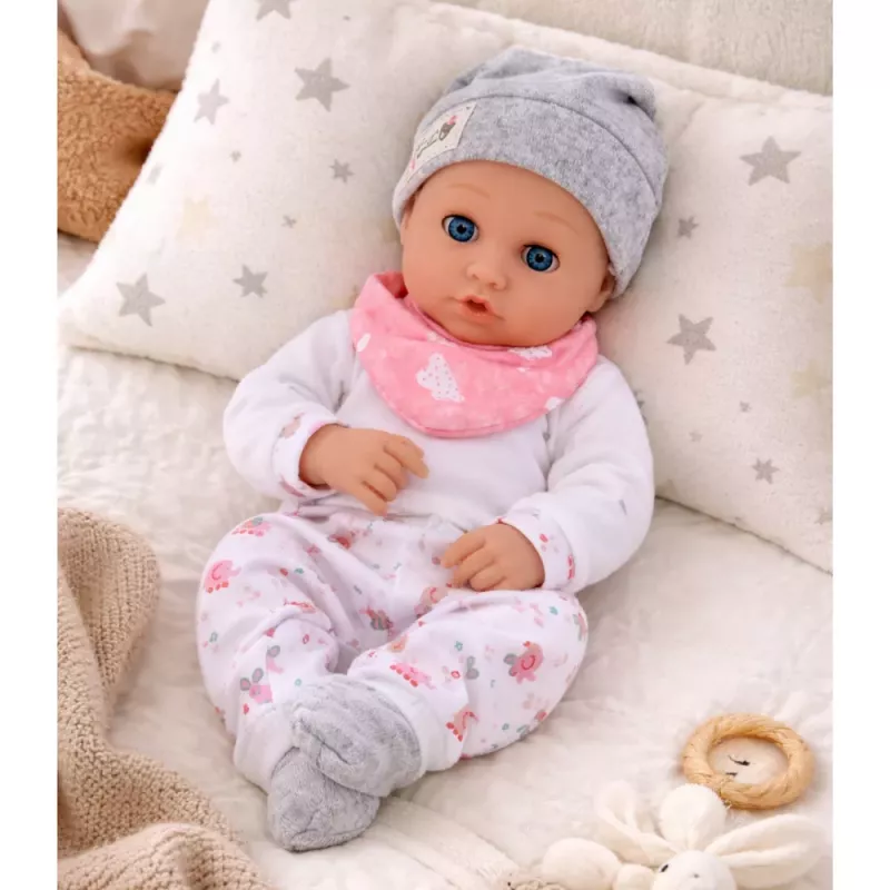 LEAN TOYS Baby Doll with Feeding Accessories, Bib, Hat, 28 cm