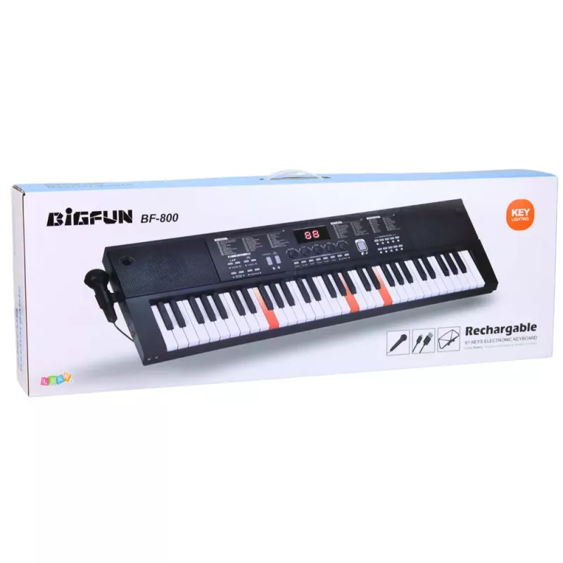 LEAN TOYS Keyboard Electric Piano with Microphone 200 Sounds 61 Keys 78cm
