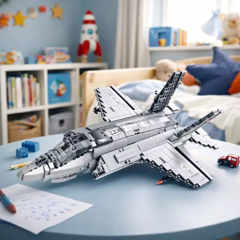 LEAN TOYS F-35 Lightning II Fighter Plane Construction Bricks Gray 1490 pcs.