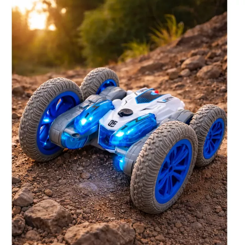 LEAN TOYS Remote Controlled Stunt Car RC Lights Smoke Drift 360° Blue