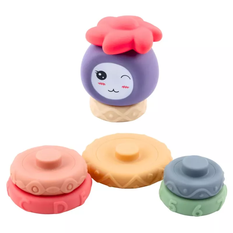 LEAN TOYS Tower of Soft Blocks Sensory Pyramid Colorful 8 pcs