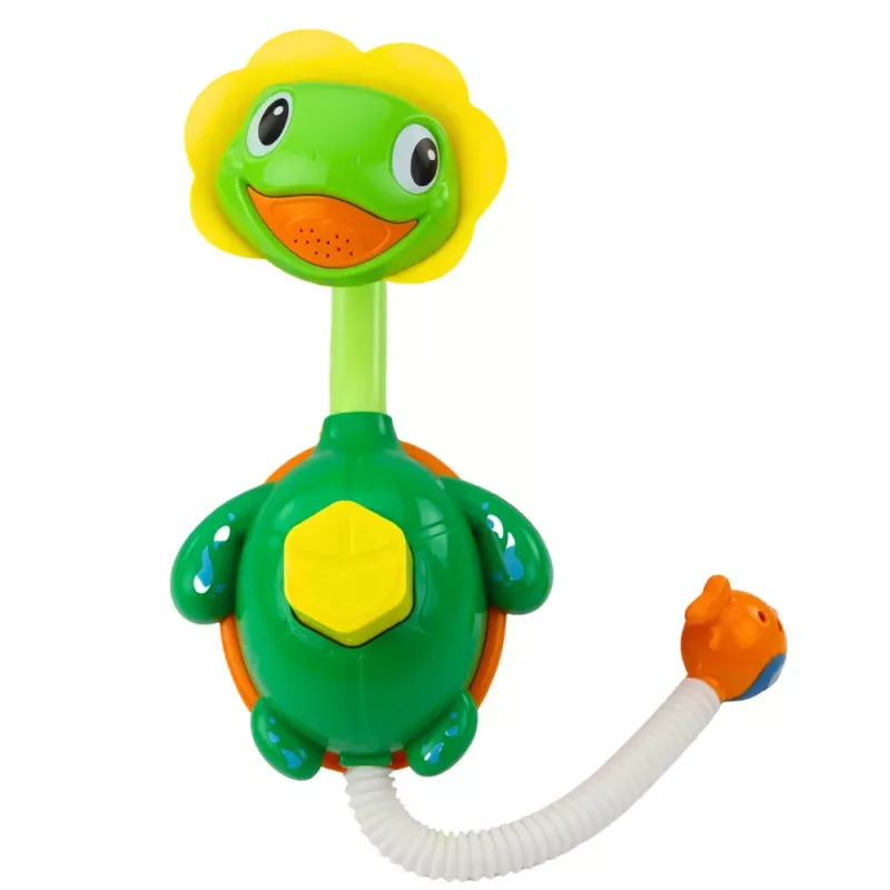LEAN TOYS Bath Toy Turtle with Fish Fountain Shower Suction Cups