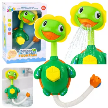 LEAN TOYS Bath Toy Turtle with Fish Fountain Shower Suction Cups