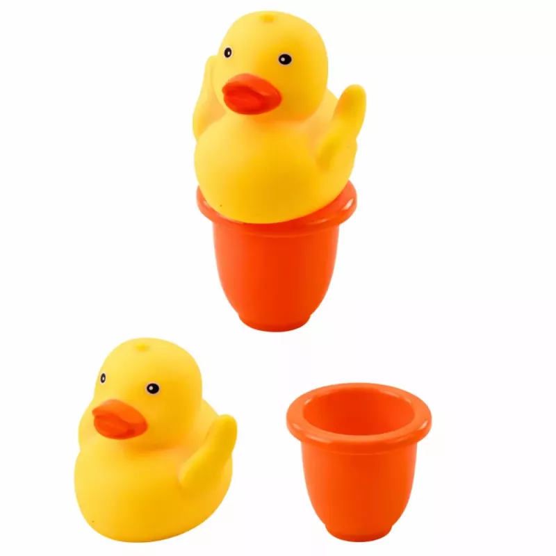 LEAN TOYS Bath Toy Set Duck Soap Dispenser Cup Blue