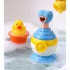 LEAN TOYS Bath Toy Set Duck Soap Dispenser Cup Blue