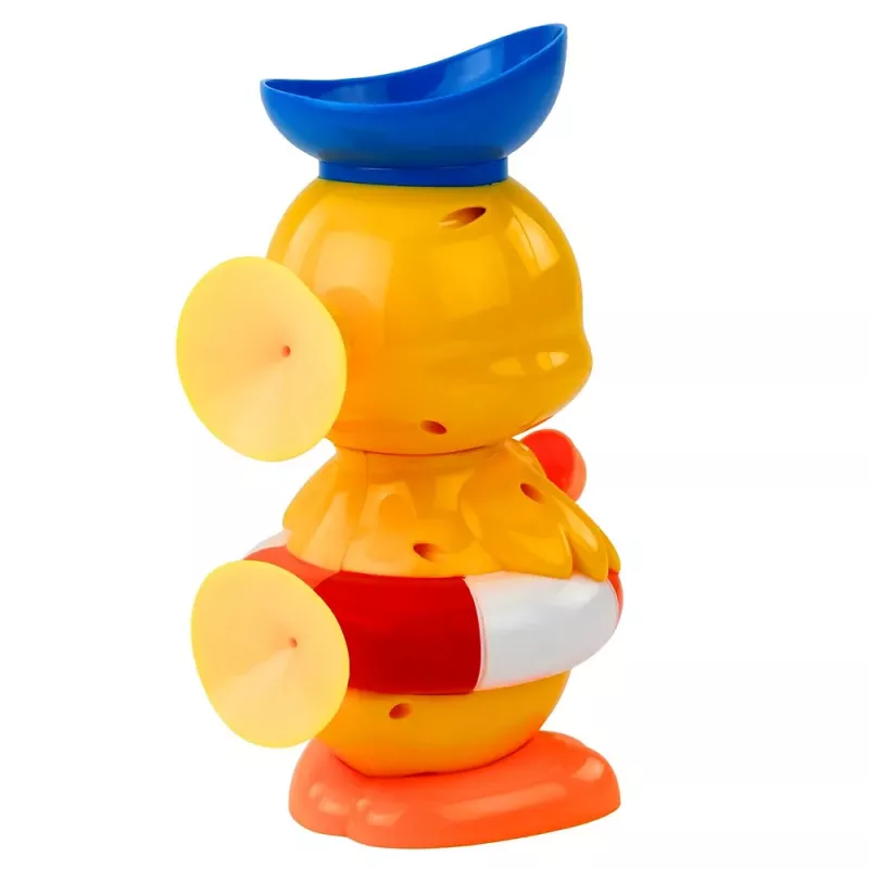 LEAN TOYS Interactive Bath Toy Duck with Grinder, Suction Cups, and Spoon