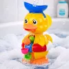 LEAN TOYS Interactive Bath Toy Duck with Grinder, Suction Cups, and Spoon