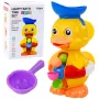 LEAN TOYS Interactive Bath Toy Duck with Grinder, Suction Cups, and Spoon