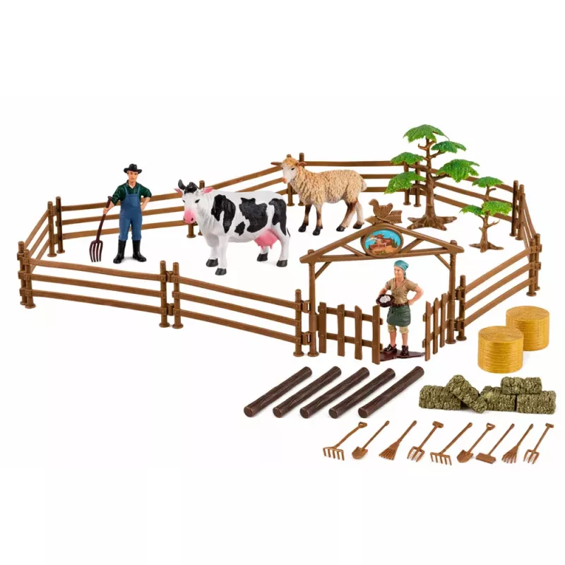 LEAN TOYS Agricultural Set Tractor with Trailer Animals Farmers Farm 45 pcs.