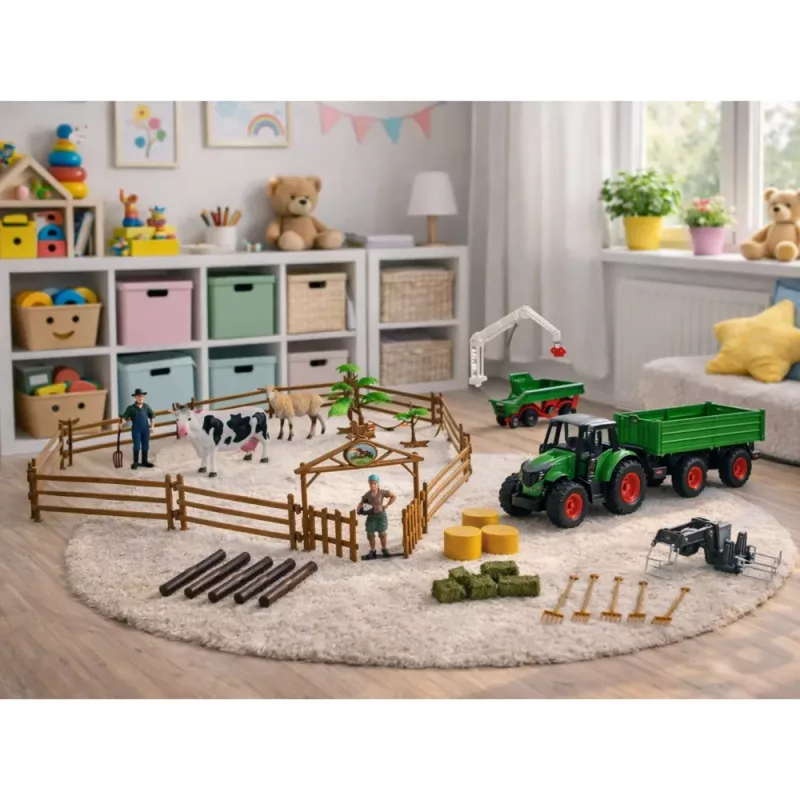 LEAN TOYS Agricultural Set Tractor with Trailer Animals Farmers Farm 45 pcs.