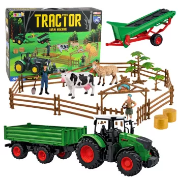 LEAN TOYS Agricultural Set Tractor with Trailer Animals Farmers Farm 45 pcs.