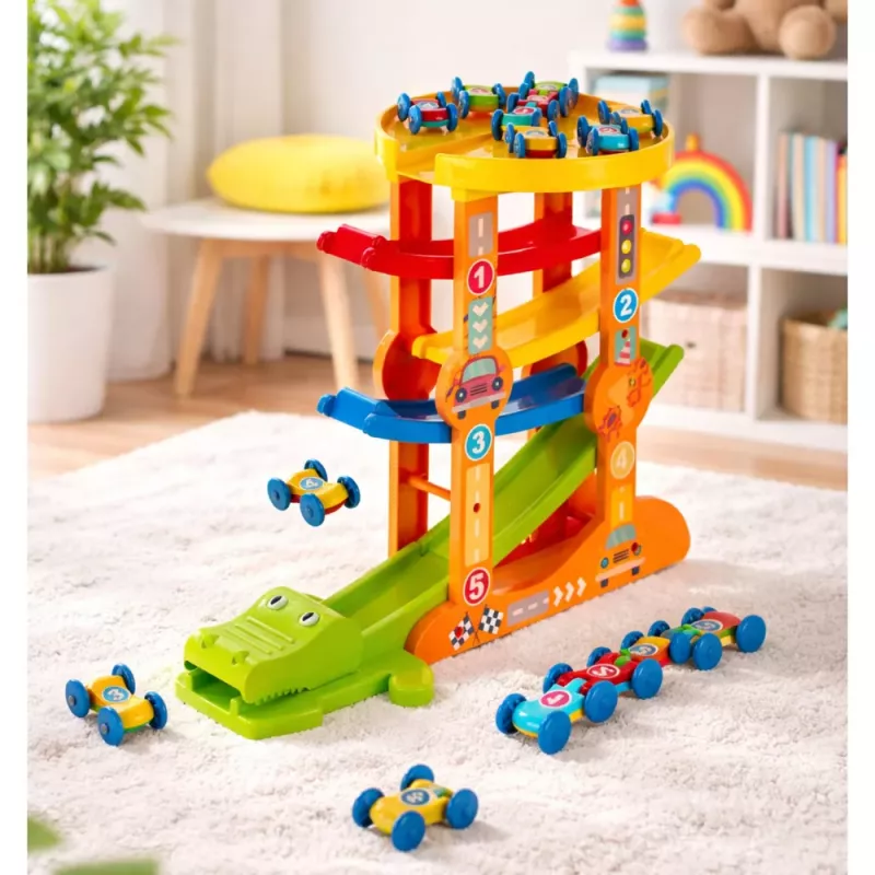 LEAN TOYS Crocodile Car Slide Balance Track 5 Levels