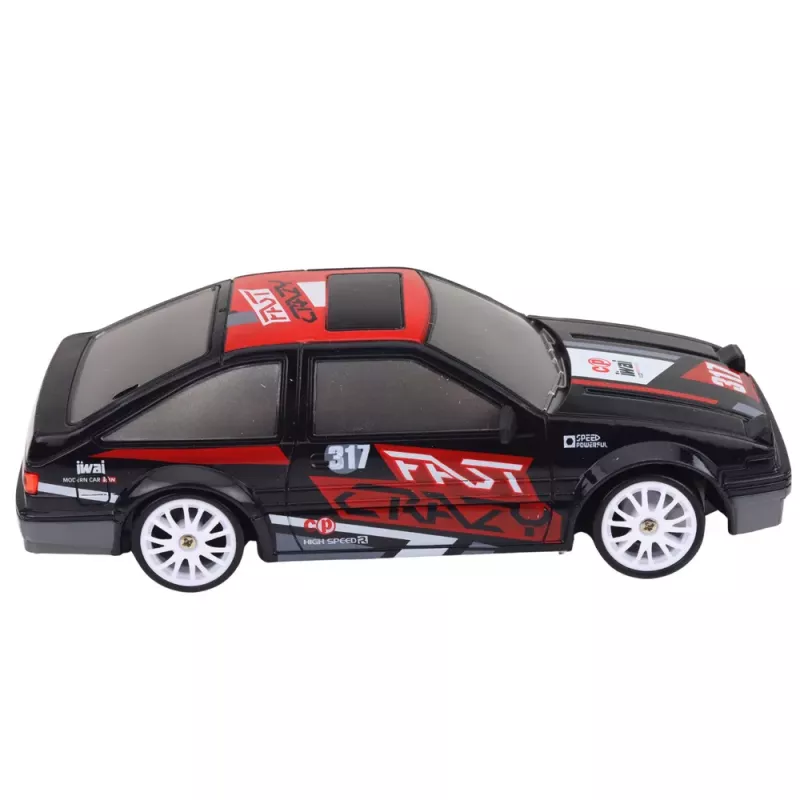 LEAN TOYS RC Coupe Remote Control Drift Car with Interchangeable Wheels Black 1:24