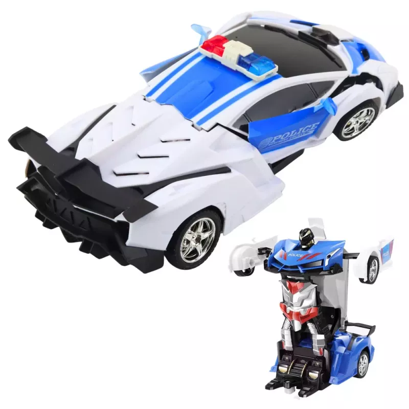 LEAN TOYS Auto Robot 2in1 Police Remote Controlled Car RC 1:18