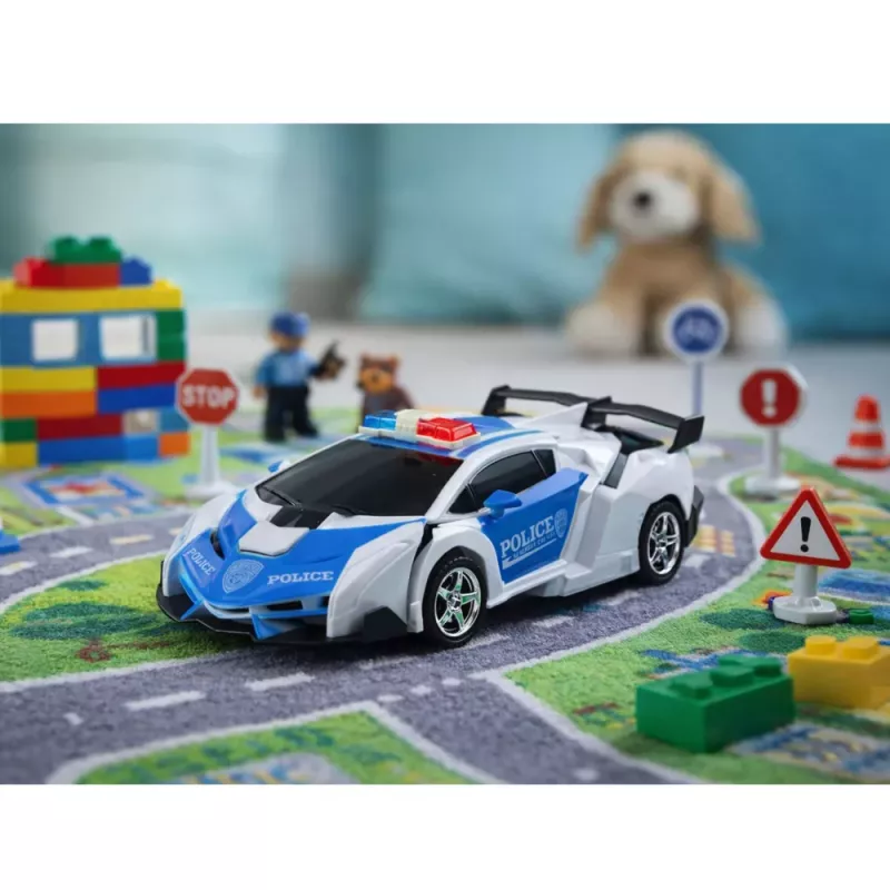 LEAN TOYS Auto Robot 2in1 Police Remote Controlled Car RC 1:18