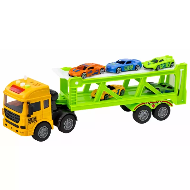 LEAN TOYS Lora Transport Truck With Cars Lights Sounds Green