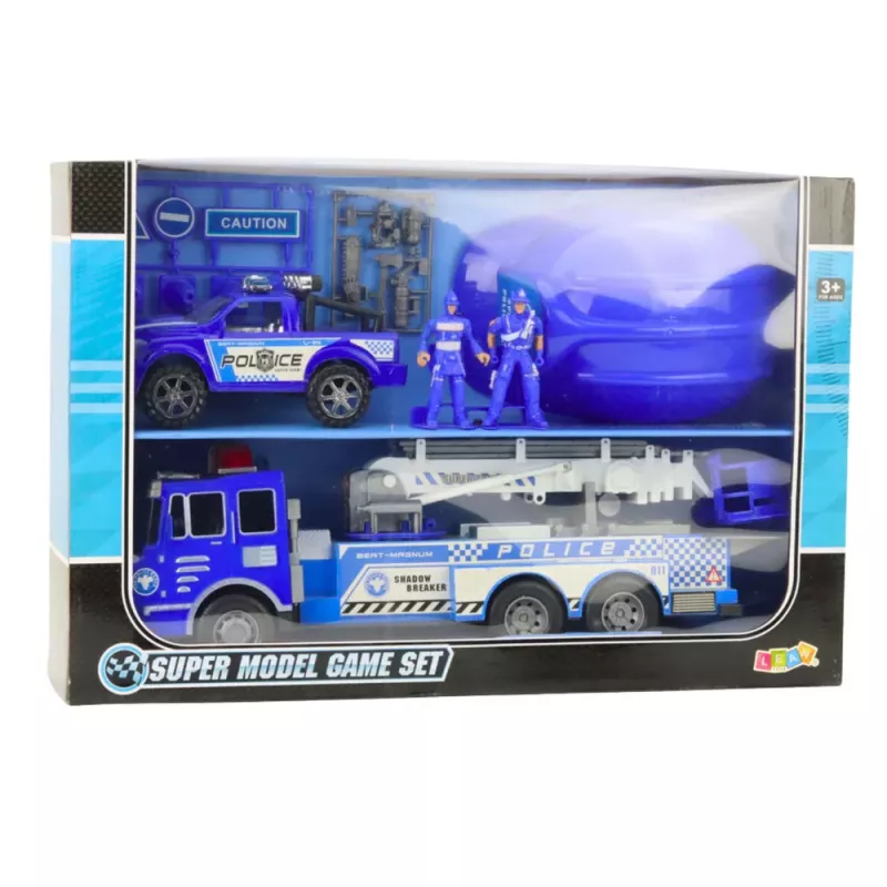 LEAN TOYS Large Police Car Figures Helmet Set for Children Blue