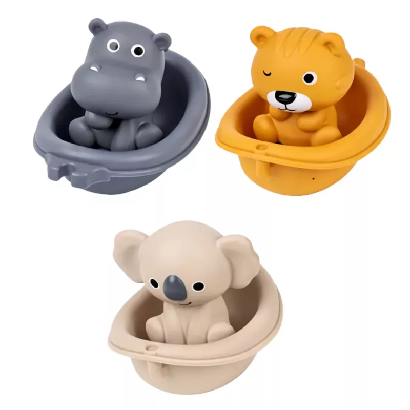 LEAN TOYS Bath Toys Set Animals in Boats Slide 11 pcs.
