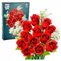 LEAN TOYS Construction Blocks Flower Bouquet Red Roses Gypsophila 952 pcs.