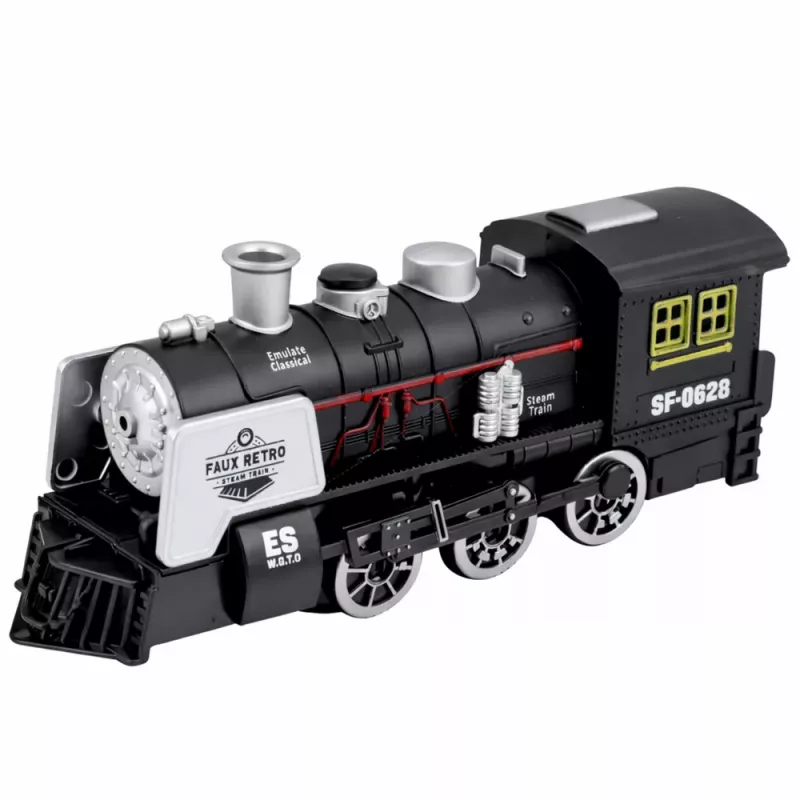 LEAN TOYS Classic Locomotive Obstacle Sensor Smoke Lights Sounds Black
