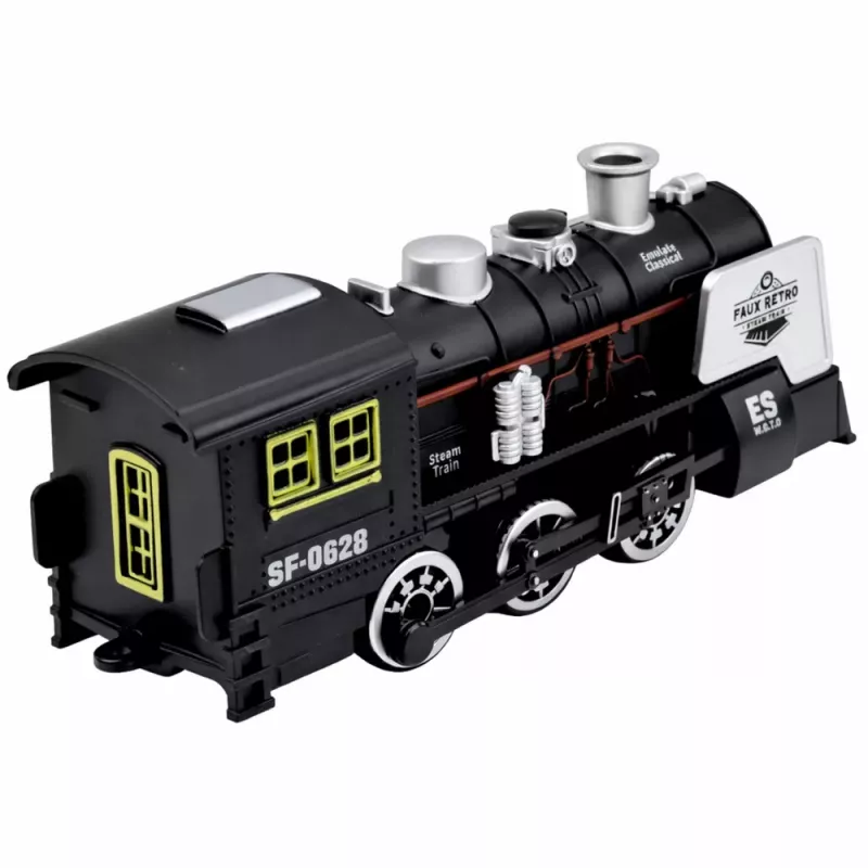 LEAN TOYS Classic Locomotive Obstacle Sensor Smoke Lights Sounds Black