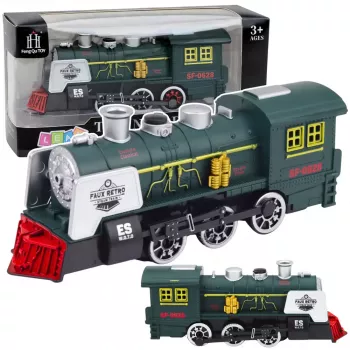 LEAN TOYS Classic Locomotive Obstacle Sensor Smoke Lights Sounds Green