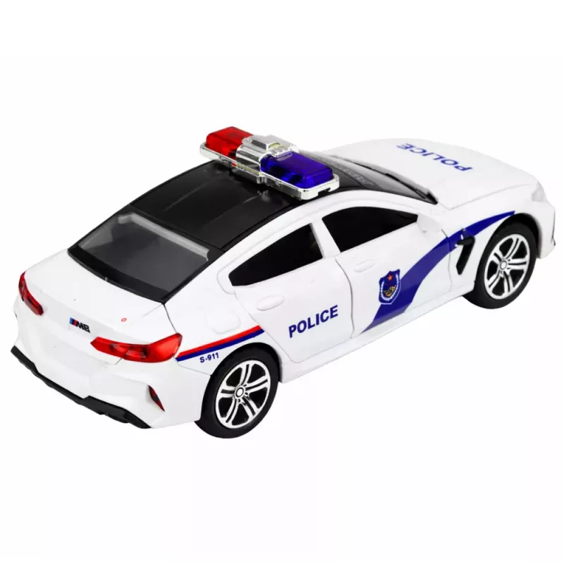 LEAN TOYS Police Car Opening Doors Motorized Lights Sounds White