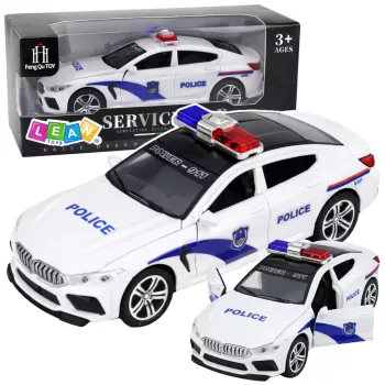 LEAN TOYS Police Car Opening Doors Motorized Lights Sounds White