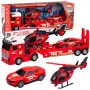 LEAN TOYS Firefighter Rescue Set with Fire Truck, Tow Truck, Helicopter, Car, Lights and Sound