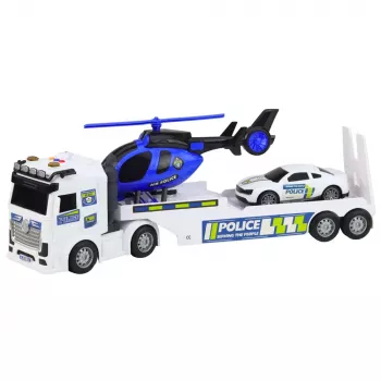 LEAN TOYS Police Truck Tow Truck Car Helicopter Lights Sound Set