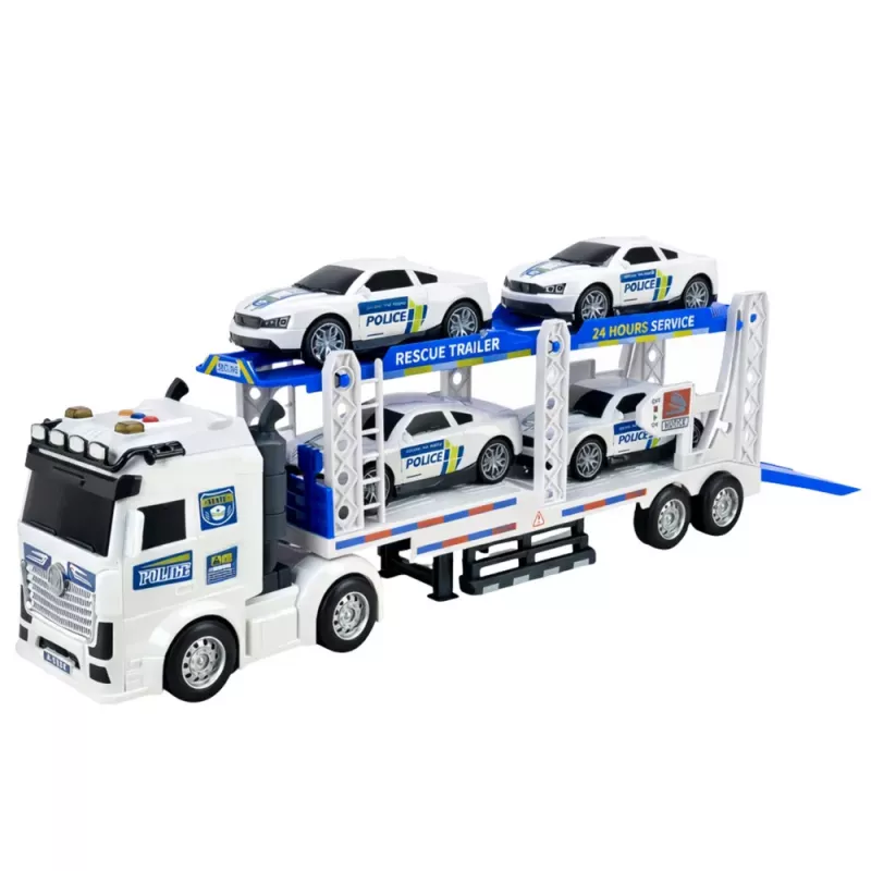LEAN TOYS Police Truck Tow Truck Transport Police Cars with Lights and Sounds